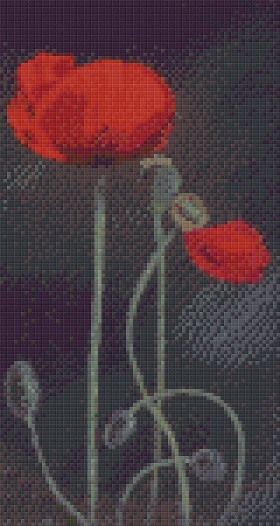 Red Poppies Six [6] Baseplate PixelHobby Mini-mosaic Art Kits image 0
